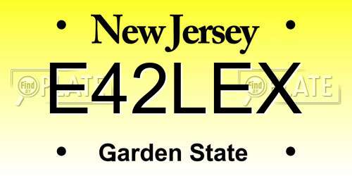E42LEX New Jersey License Plate