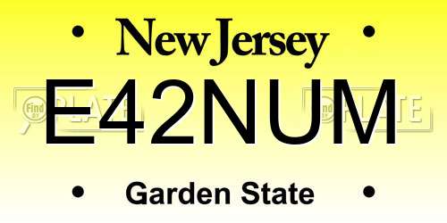 E42NUM New Jersey License Plate