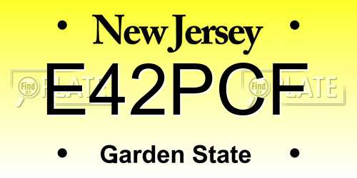 E42PCF New Jersey License Plate