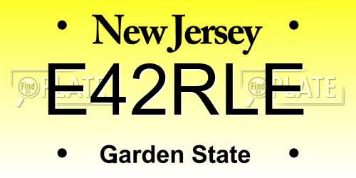 E42RLE New Jersey License Plate