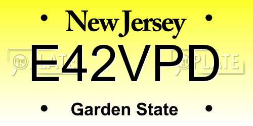 E42VPD New Jersey License Plate