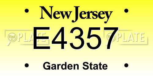 E4357 New Jersey License Plate