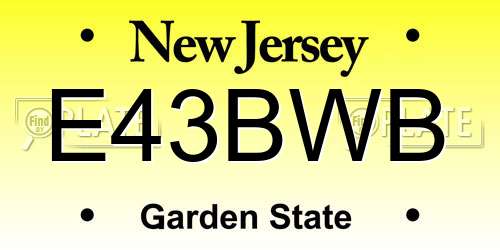 E43BWB New Jersey License Plate