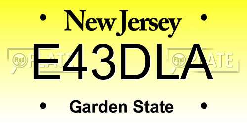 E43DLA New Jersey License Plate