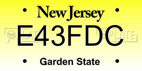 E43FDC New Jersey License Plate