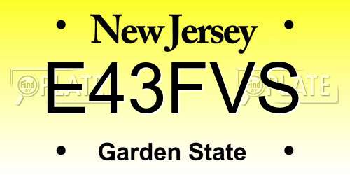E43FVS New Jersey License Plate