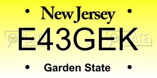 E43GEK New Jersey License Plate