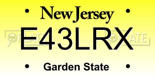 E43LRX New Jersey License Plate