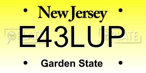 E43LUP New Jersey License Plate