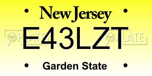 E43LZT New Jersey License Plate