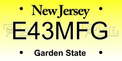 E43MFG New Jersey License Plate