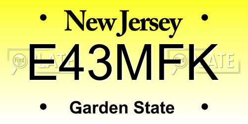 E43MFK New Jersey License Plate