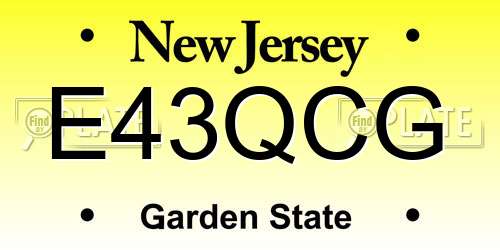 E43QCG New Jersey License Plate