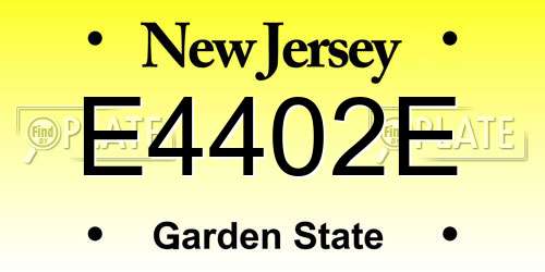 E4402E New Jersey License Plate