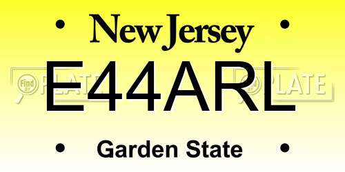 E44ARL New Jersey License Plate