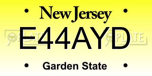 E44AYD New Jersey License Plate