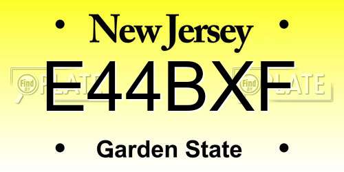 E44BXF New Jersey License Plate