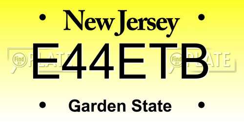 E44ETB New Jersey License Plate
