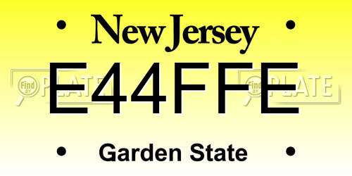 E44FFE New Jersey License Plate