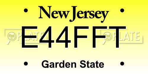 E44FFT New Jersey License Plate