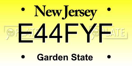 E44FYF New Jersey License Plate