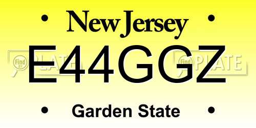 E44GGZ New Jersey License Plate