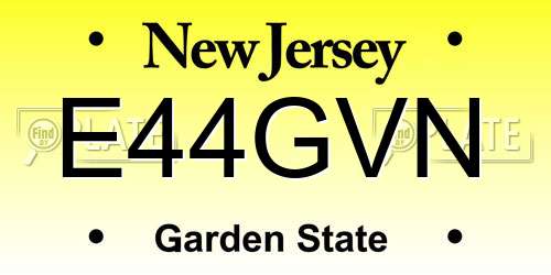 E44GVN New Jersey License Plate