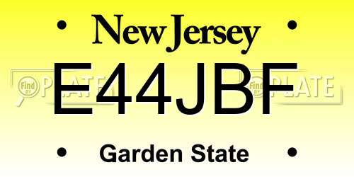 E44JBF New Jersey License Plate