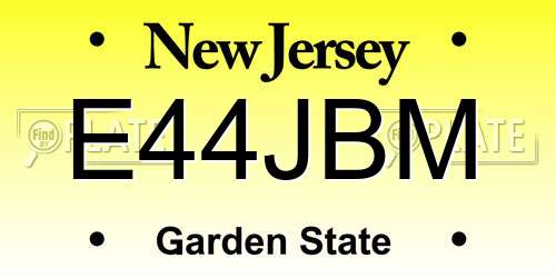 E44JBM New Jersey License Plate