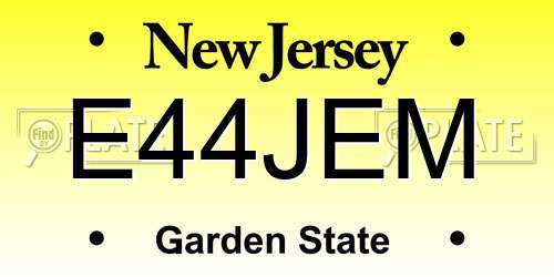 E44JEM New Jersey License Plate