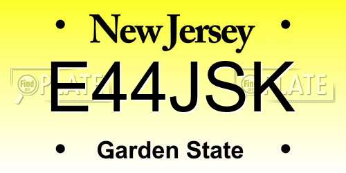 E44JSK New Jersey License Plate