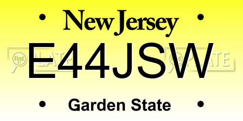 E44JSW New Jersey License Plate
