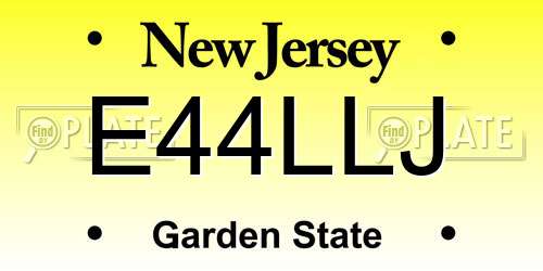 E44LLJ New Jersey License Plate