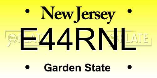 E44RNL New Jersey License Plate
