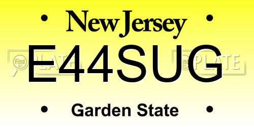 E44SUG New Jersey License Plate