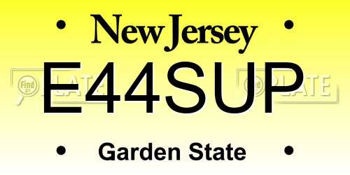 E44SUP New Jersey License Plate