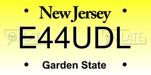 E44UDL New Jersey License Plate