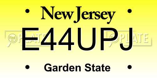 E44UPJ New Jersey License Plate