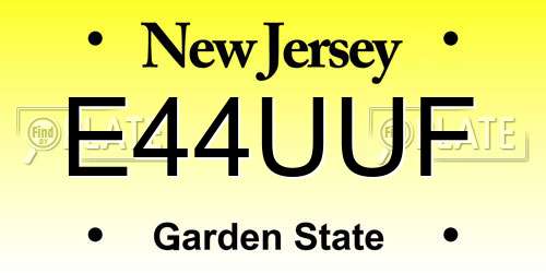E44UUF New Jersey License Plate