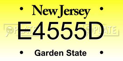 E4555D New Jersey License Plate