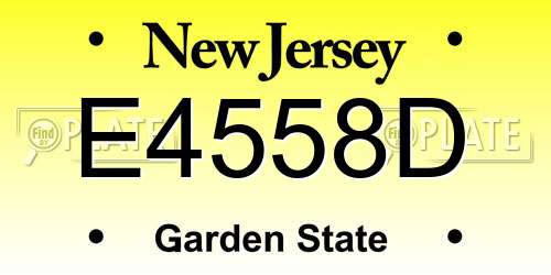 E4558D New Jersey License Plate