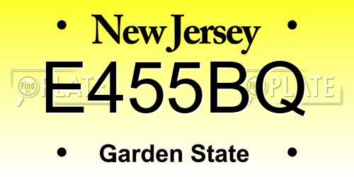E455BQ New Jersey License Plate