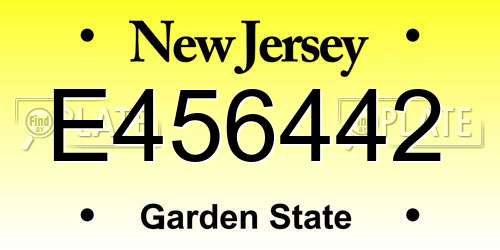 E456442 New Jersey License Plate