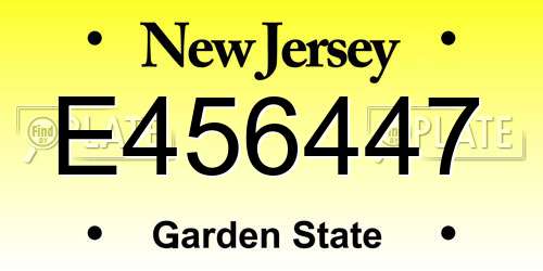 E456447 New Jersey License Plate