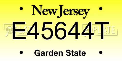 E45644T New Jersey License Plate