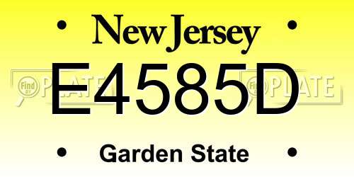 E4585D New Jersey License Plate