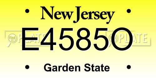 E4585O New Jersey License Plate