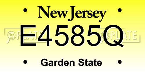 E4585Q New Jersey License Plate