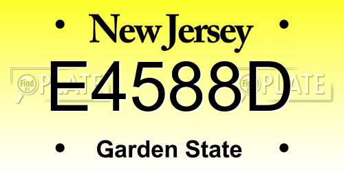 E4588D New Jersey License Plate