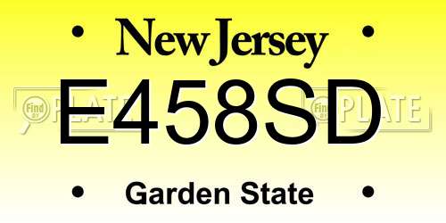 E458SD New Jersey License Plate